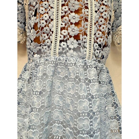 Self Portrait Blouse Top Petal Panelled Top Baby Blue Size 0 UK4 Orig Price $340 - Picture 8 of 16